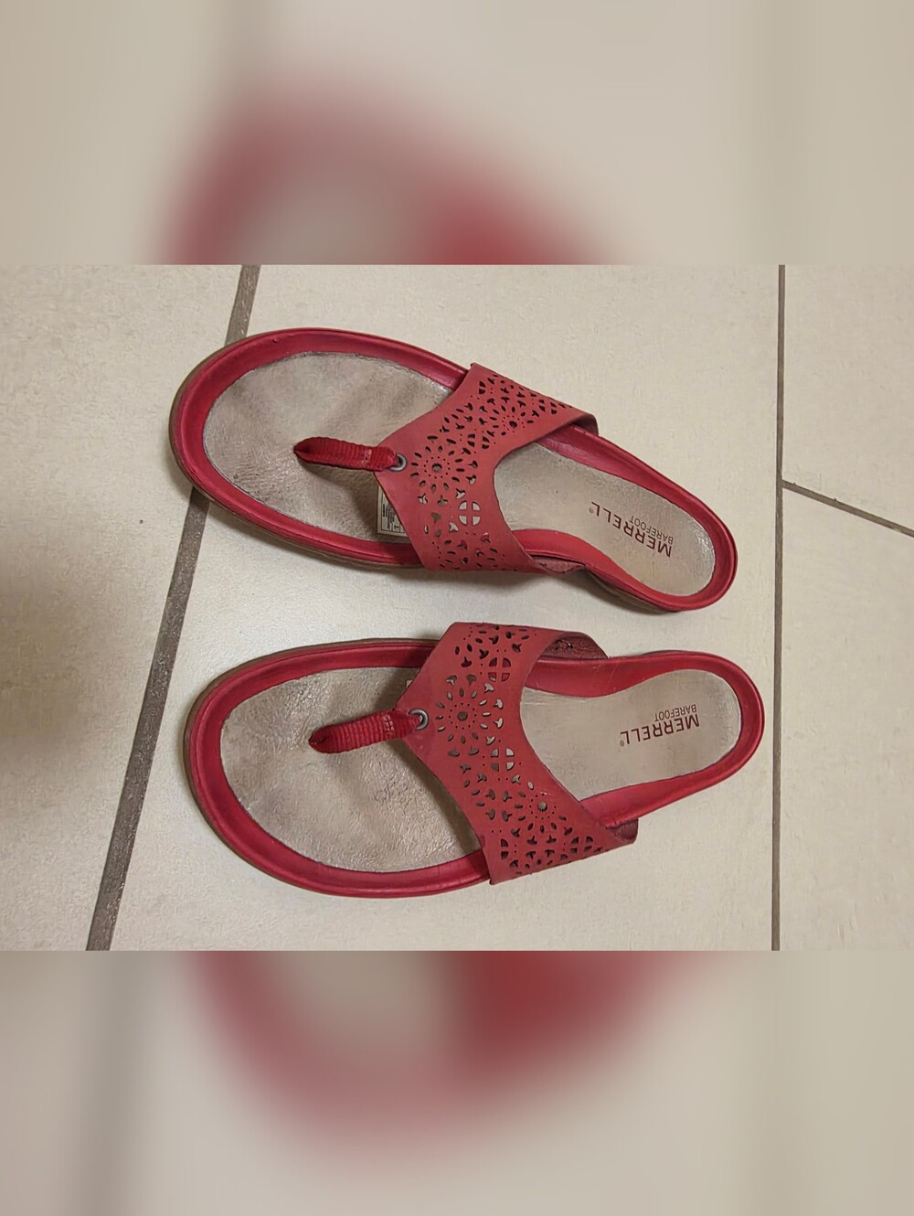 Merrell Barefoot "Cherish Wrap" Leather Thong Sandals Red - Size 8